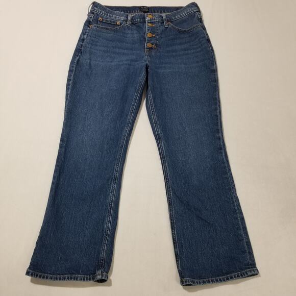 J Crew Jeans Womens 28 Bootcut Mid Rise Flare Crop Button Fly Dark Wash - Picture 1 of 11